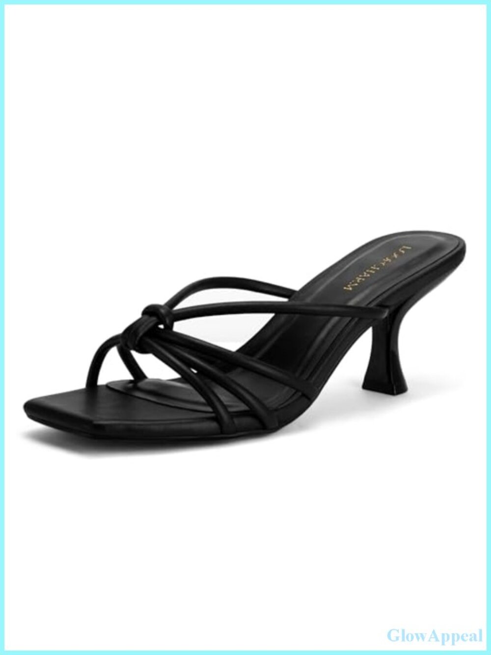 Women's Strappy Kitten Heel Knotted Square Open Toe Mule Sandals - Faux Leather